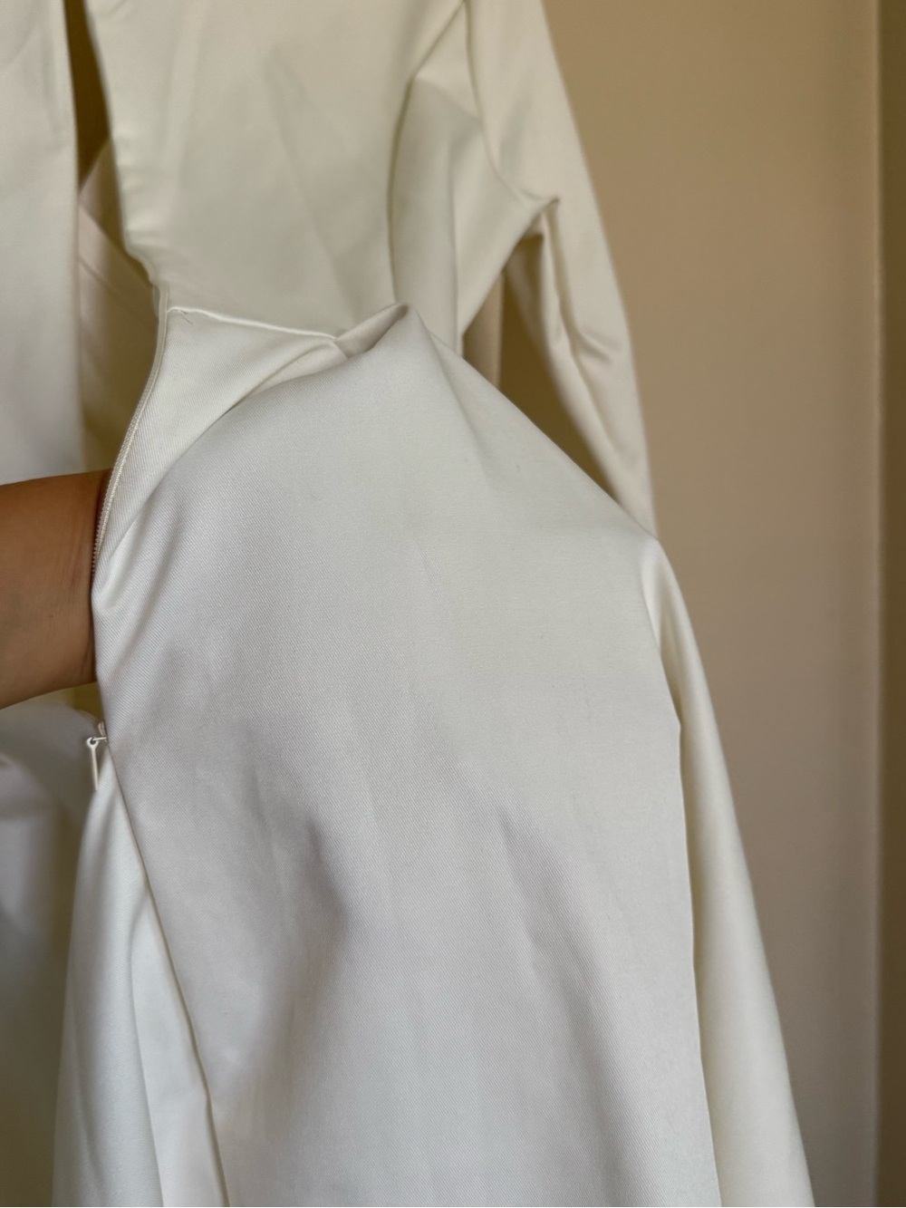 Ivory Long Sleeve Midi Dress Surplice Fit & Flare Bridal Wedding Small - Picture 7 of 11